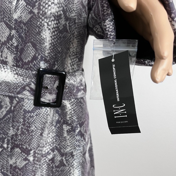 INC International Concept Snake Embossed Snap Front Buckle Belt Rain Coat size L - Picture 13 of 15